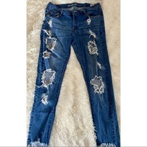 On The Air Medium Wash Destroyed Skinny Jeans